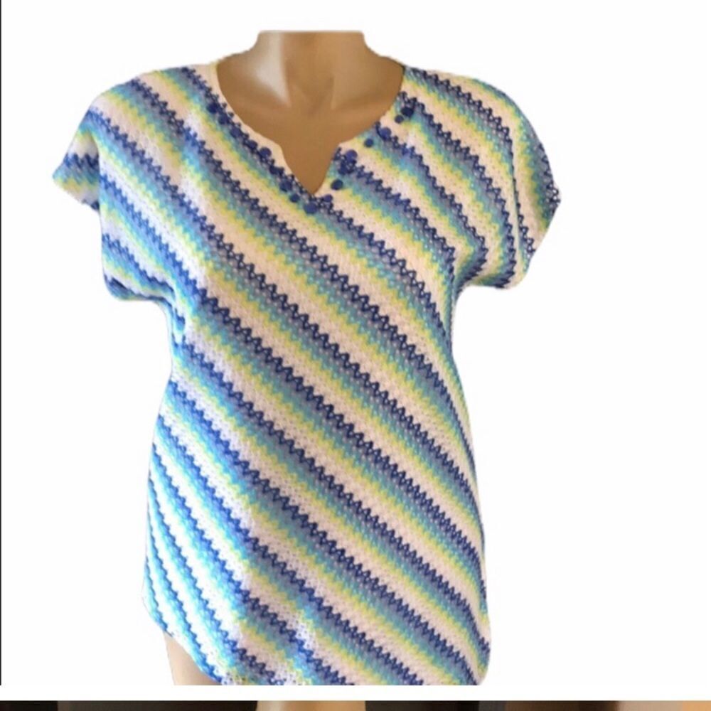 Alfred Dunner Blue & Green Blouse Size Medium